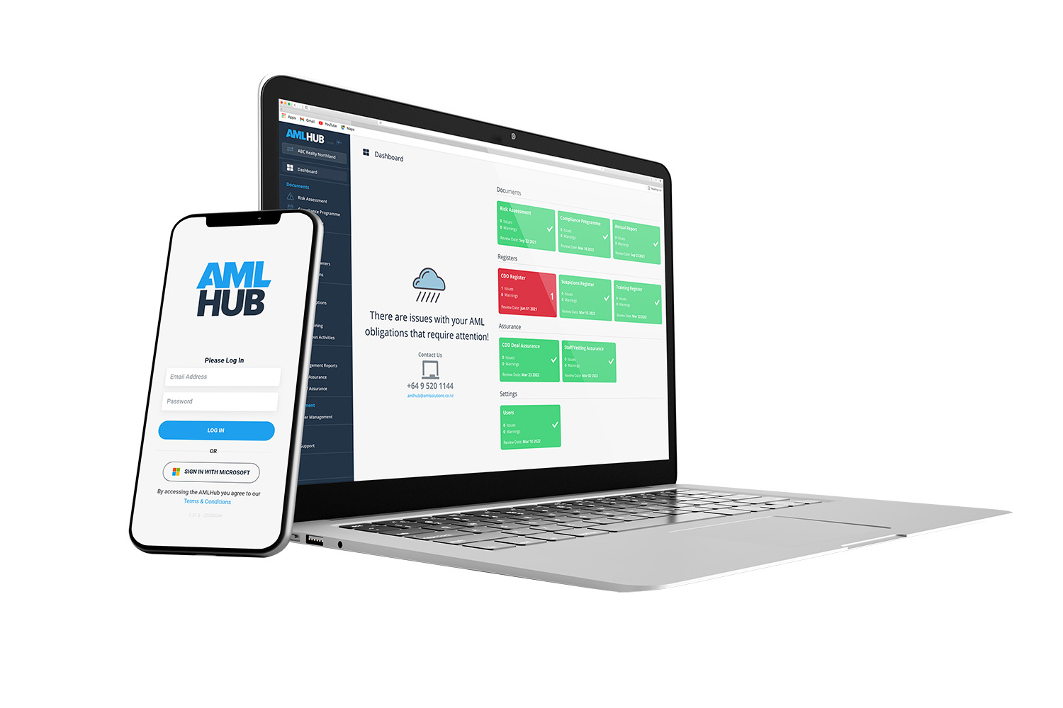 AMLHUB on laptop and smartphone